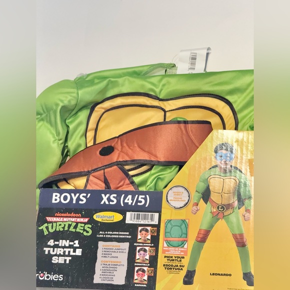Teenage Mutant Ninja Turtles 4-in-1 Halloween Costume  Leo Raph Mic Don 4/5 XS - Picture 2 of 8